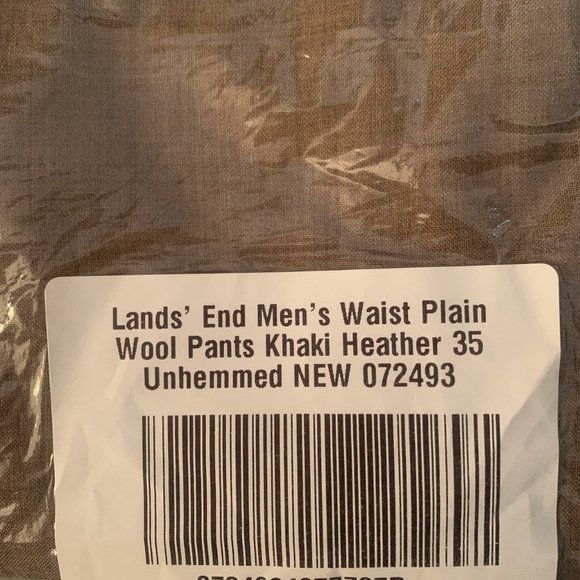 NWT LANDS' END COMFORT WAIST PLAIN FRONT WOOL PANTS KHAKI HEATHER 35-UNHEMMED - Picture 9 of 10